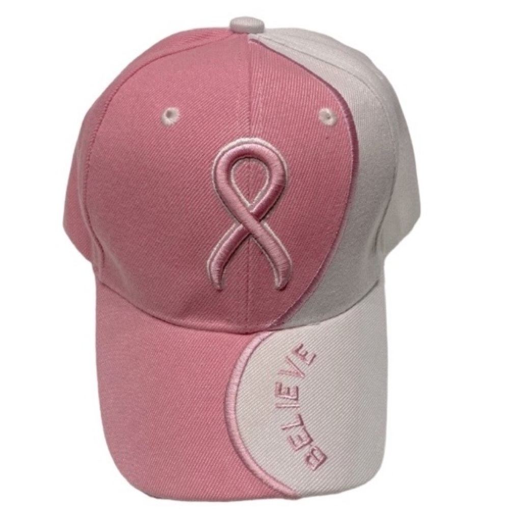 Pink Ribbon Breast Cancer Awareness BELIEVE Baseball‎ Cap Adjustable Hat OSFA.